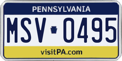 PA license plate MSV0495