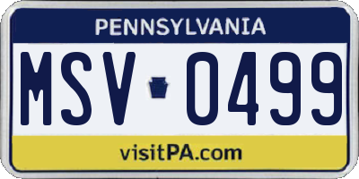 PA license plate MSV0499