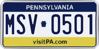 PA license plate MSV0501