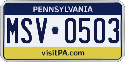 PA license plate MSV0503