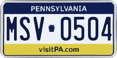 PA license plate MSV0504