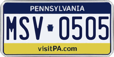PA license plate MSV0505