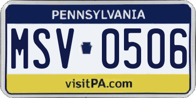 PA license plate MSV0506