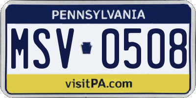 PA license plate MSV0508