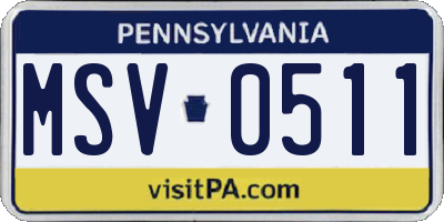PA license plate MSV0511