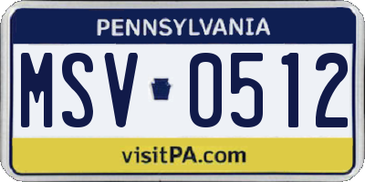 PA license plate MSV0512