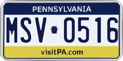 PA license plate MSV0516