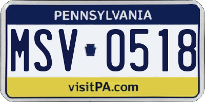 PA license plate MSV0518