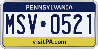 PA license plate MSV0521