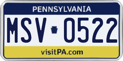 PA license plate MSV0522