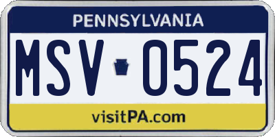 PA license plate MSV0524