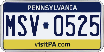 PA license plate MSV0525
