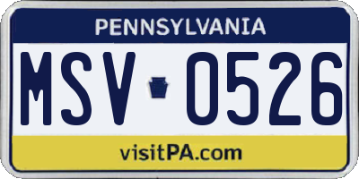 PA license plate MSV0526