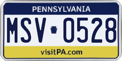 PA license plate MSV0528