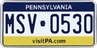 PA license plate MSV0530