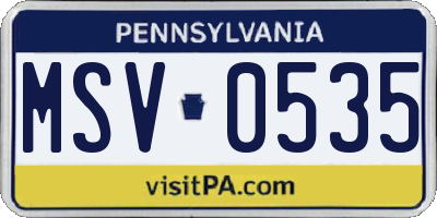 PA license plate MSV0535