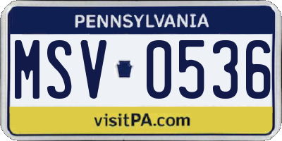PA license plate MSV0536