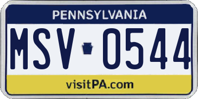 PA license plate MSV0544