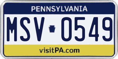 PA license plate MSV0549