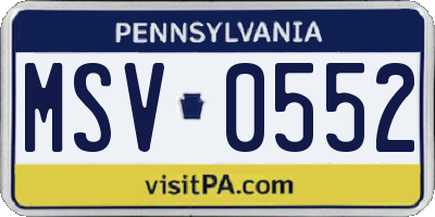 PA license plate MSV0552