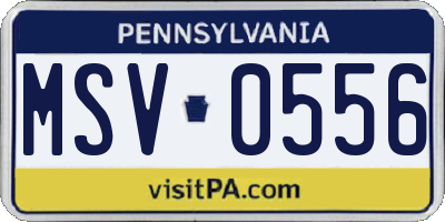PA license plate MSV0556