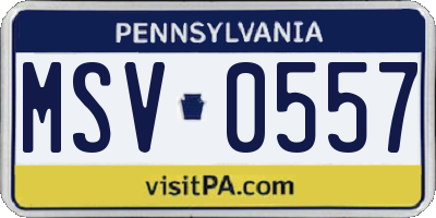 PA license plate MSV0557