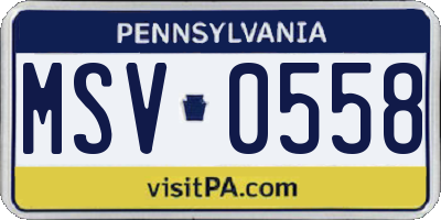 PA license plate MSV0558