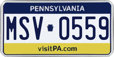 PA license plate MSV0559