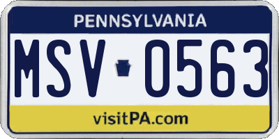 PA license plate MSV0563