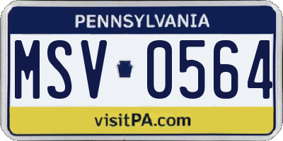 PA license plate MSV0564