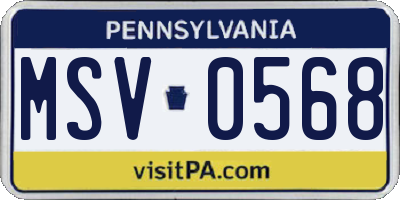 PA license plate MSV0568