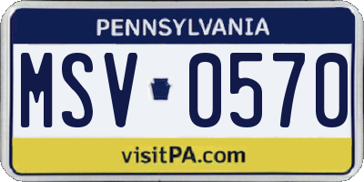 PA license plate MSV0570