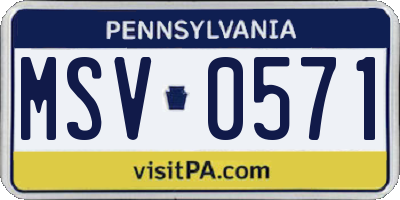 PA license plate MSV0571