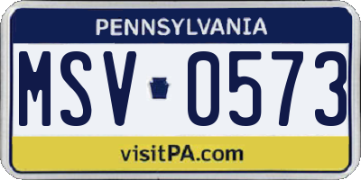 PA license plate MSV0573