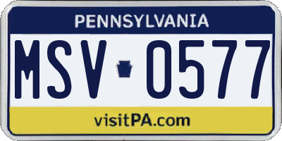 PA license plate MSV0577