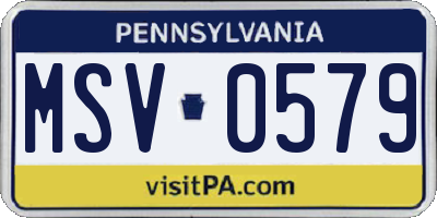 PA license plate MSV0579