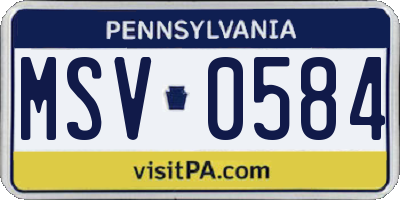 PA license plate MSV0584