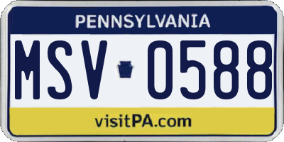 PA license plate MSV0588