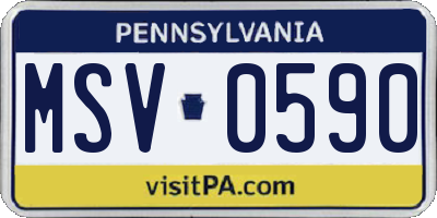 PA license plate MSV0590