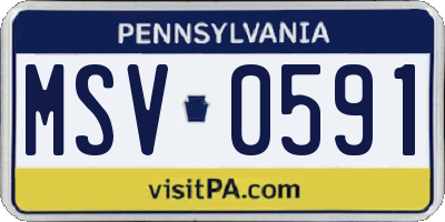 PA license plate MSV0591