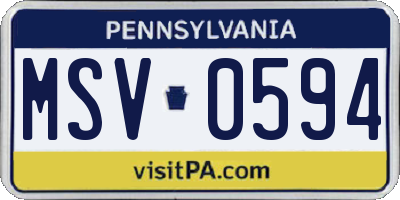 PA license plate MSV0594