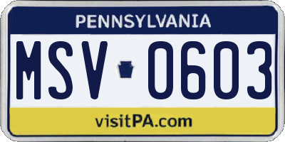 PA license plate MSV0603