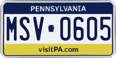 PA license plate MSV0605
