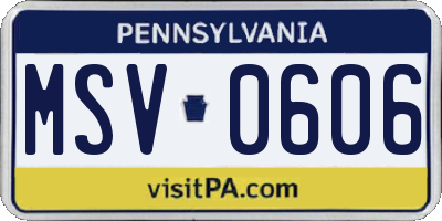 PA license plate MSV0606