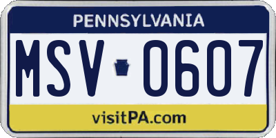 PA license plate MSV0607