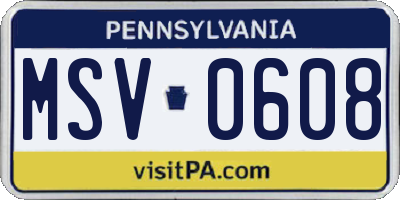 PA license plate MSV0608