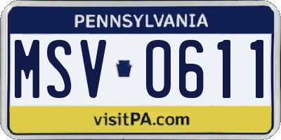 PA license plate MSV0611