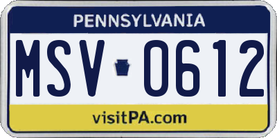 PA license plate MSV0612