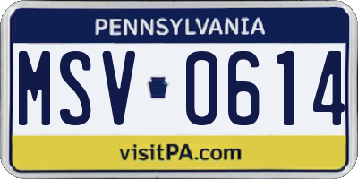 PA license plate MSV0614
