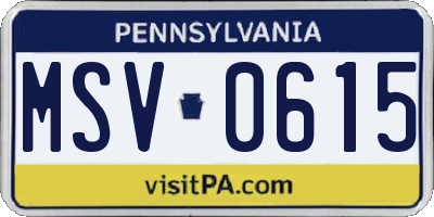 PA license plate MSV0615
